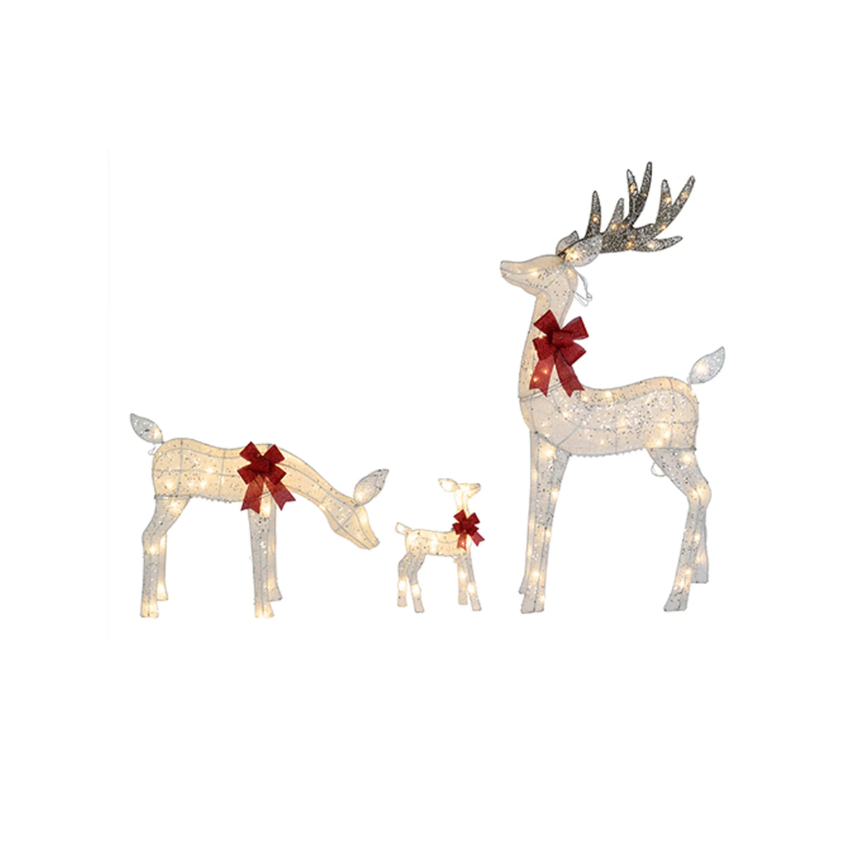 Pre Lit Reindeer Family Christmas Metal LED Outdoor Patio Decor