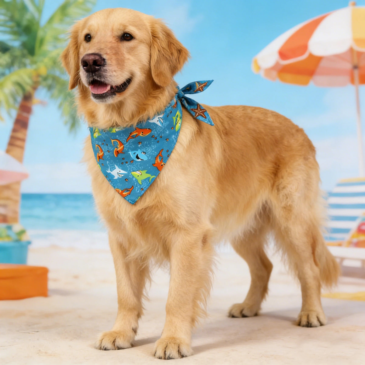 Adjustable Washable Floral Pattern Dog Neck Bandana
