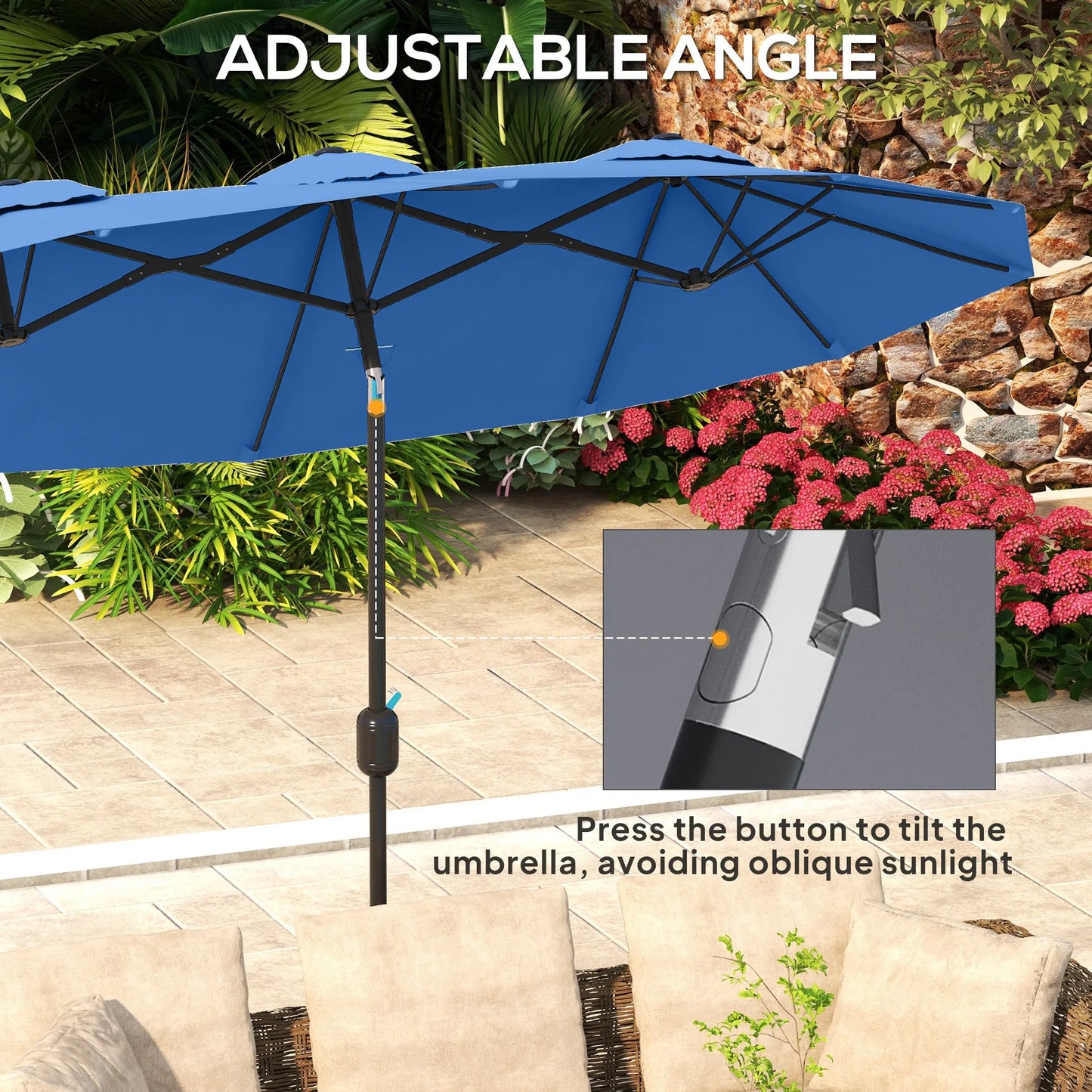 Do You Like to Read in Nature? Do You Enjoy Picnics in the Summer Breeze? Have a Long Dining Table for an Umbrella, but an Umbrella Doesn'T Fit? Say Goodbye to Sunburn This Summer with Outsunny. This Large Outdoor Umbrella Of