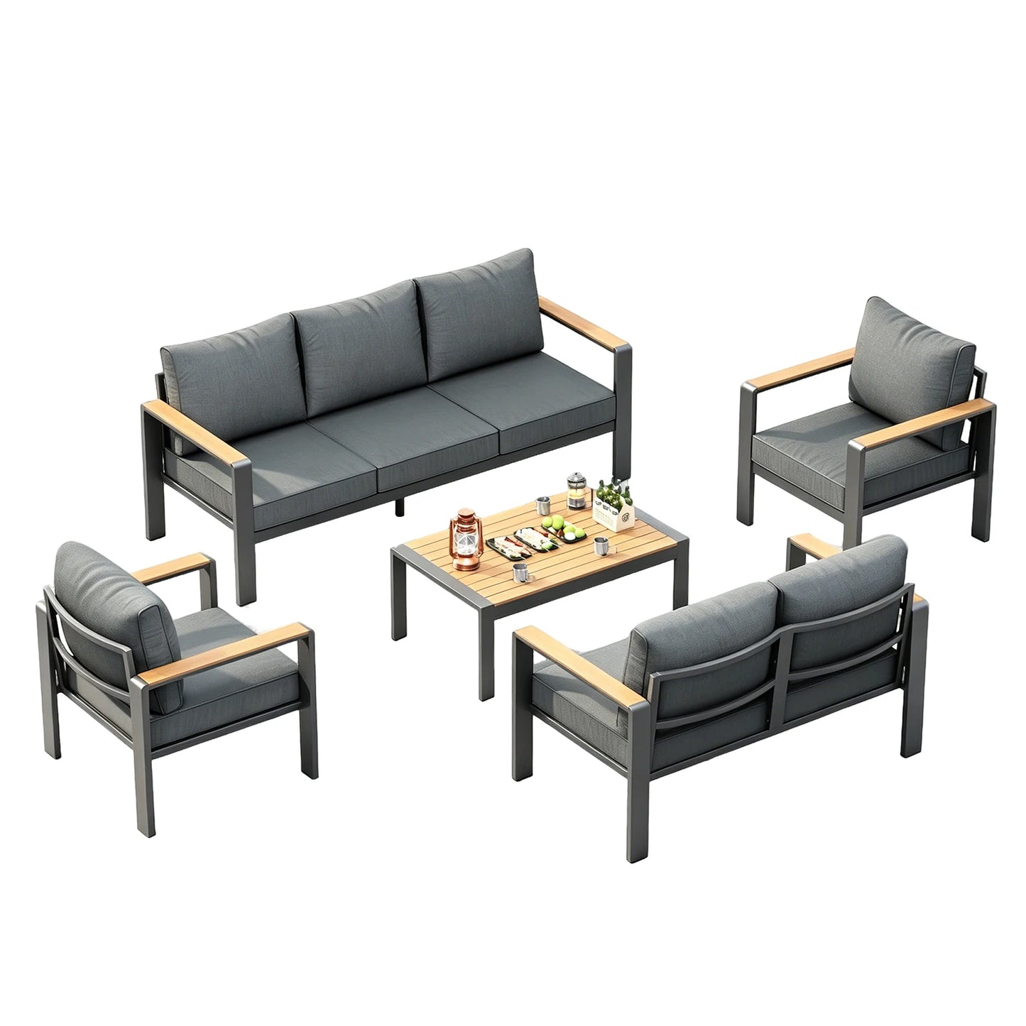 HiMISS Aluminum Patio Furniture Set With Cushions And Coffee Table