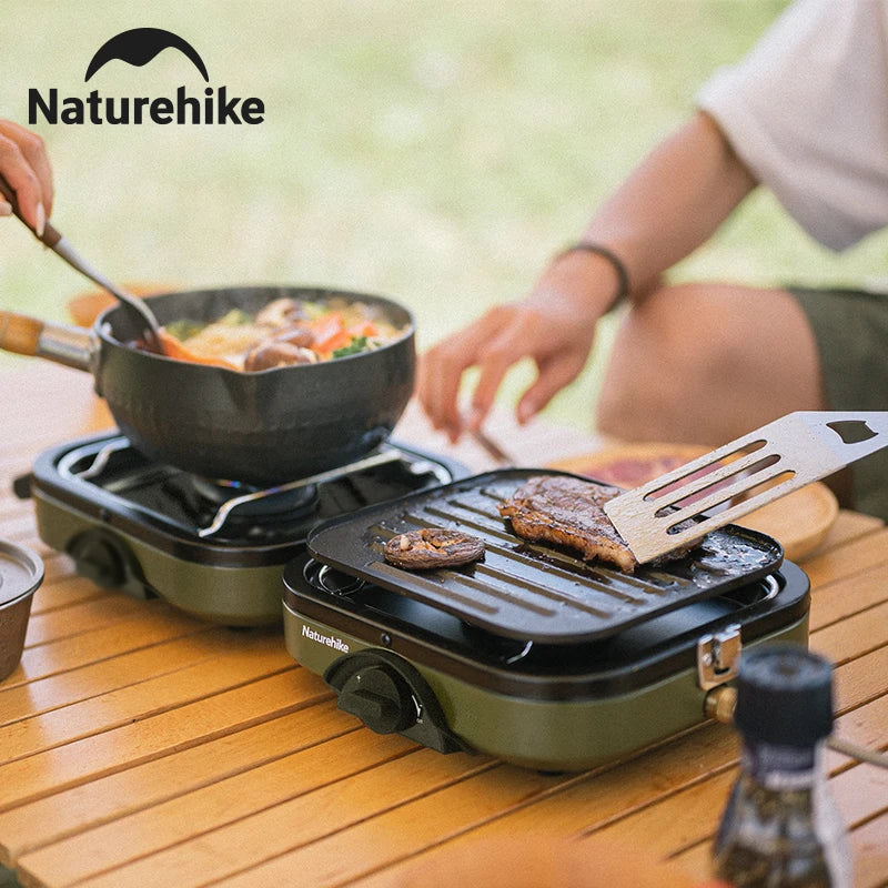 Naturehike Portable Two Burner Gas Stove With Griddle For Camping