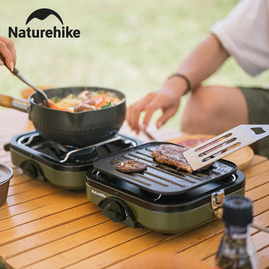 Naturehike Portable Two Burner Gas Stove With Griddle For Camping