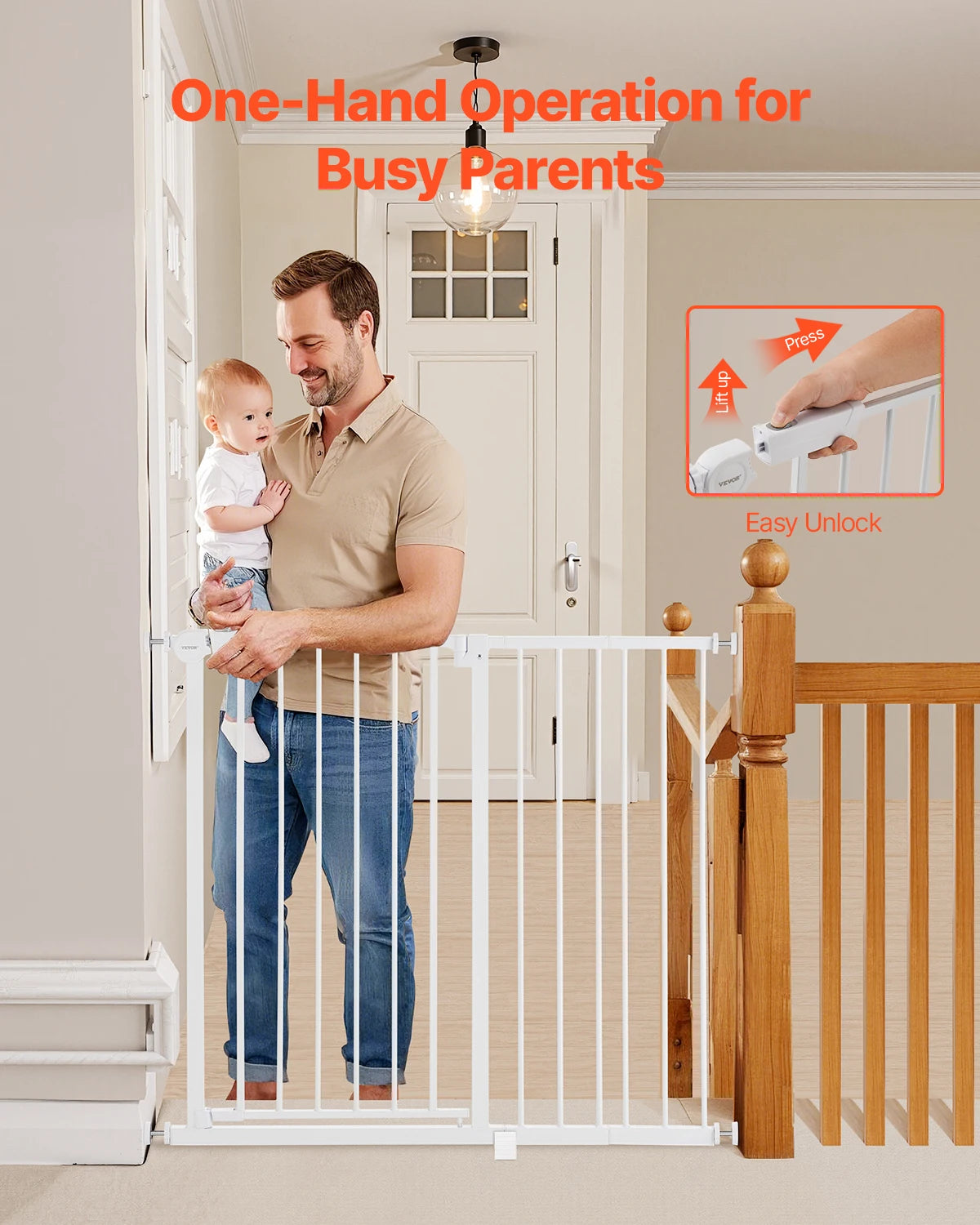 SucceBuy Pressure Mount Walk Through Baby Security Gate