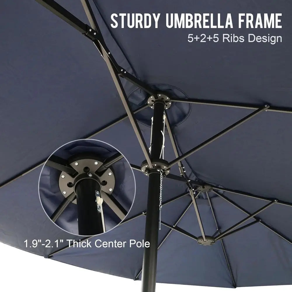 Double-Sided Crank Patio Umbrella with UV Protection for Outdoor, Garden, Pool, and Beach Use (Base Not Included)