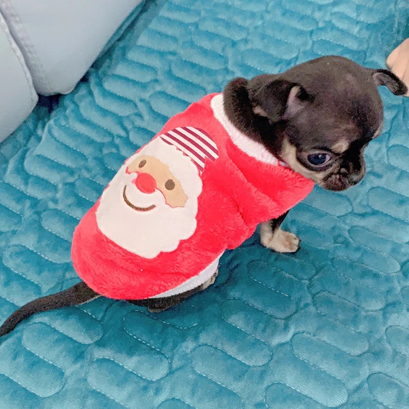 Printed Winter Fleece Dog Sweater For Small Pet Breeds