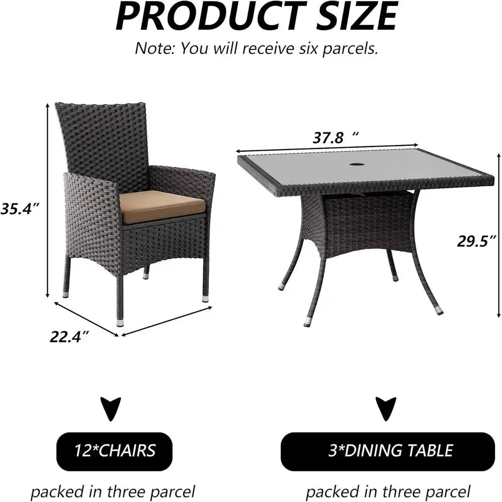 Outdoor Rattan Patio Dining Set With Glass Table And Chairs