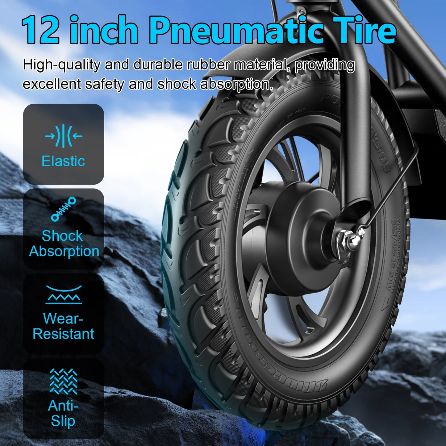 HEZZO A19 Foldable Electric Scooter 12 Inch Inflatable Air Tire 500W 36V15Ah Adult E Scooter 45-55KM Long Range Commuter Scooter Max Speed 35km/h
