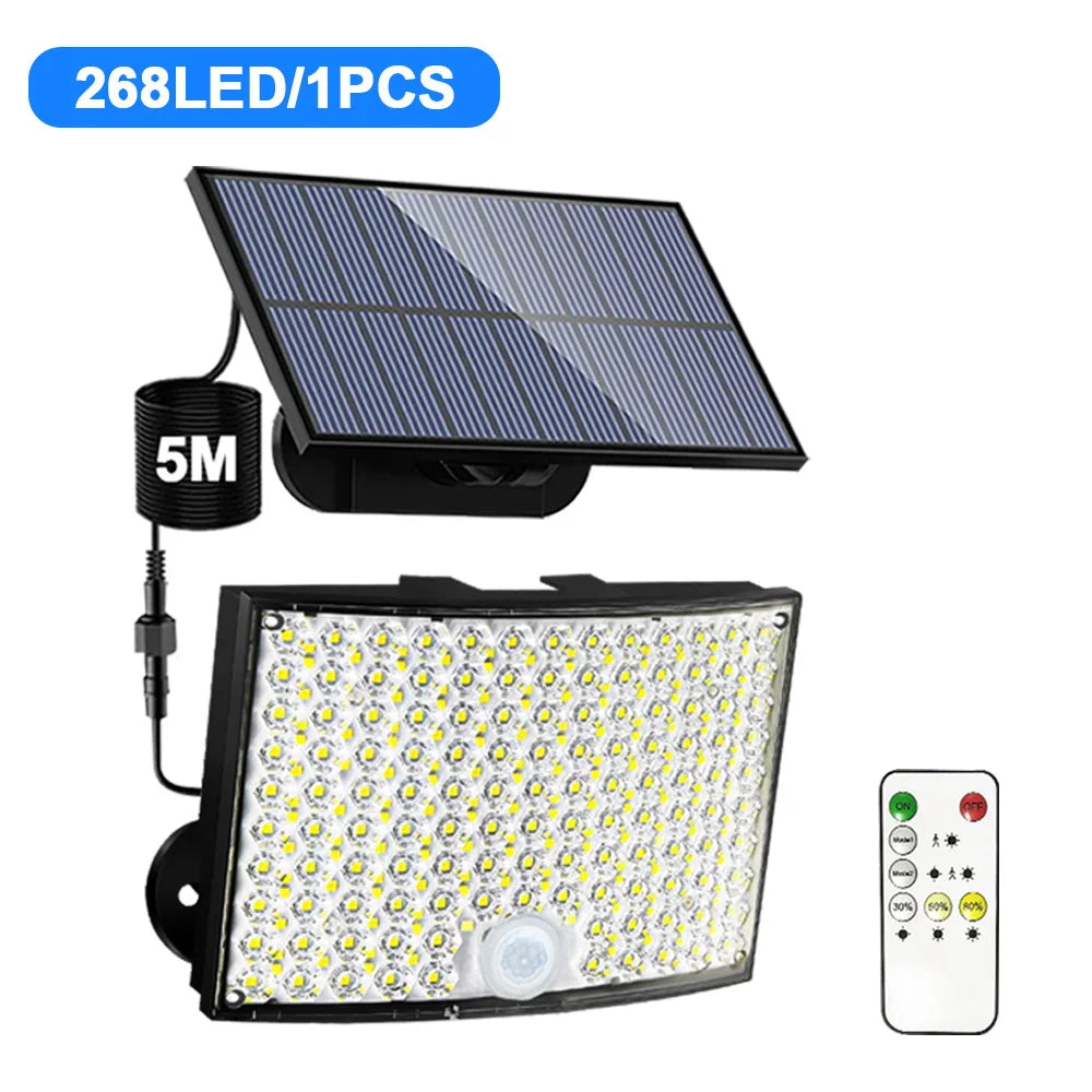Solar Outdoor Motion Sensor Lights 348/328 LED Security Flood Wall Lamp Remote Control 270° IP65 Waterproof Outdoor Lighting