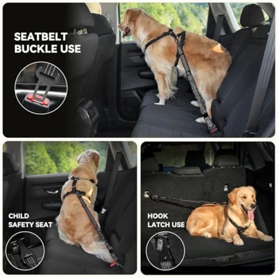 Adjustable Dog Car Harness With Breathable Nylon Seatbelt For Pets