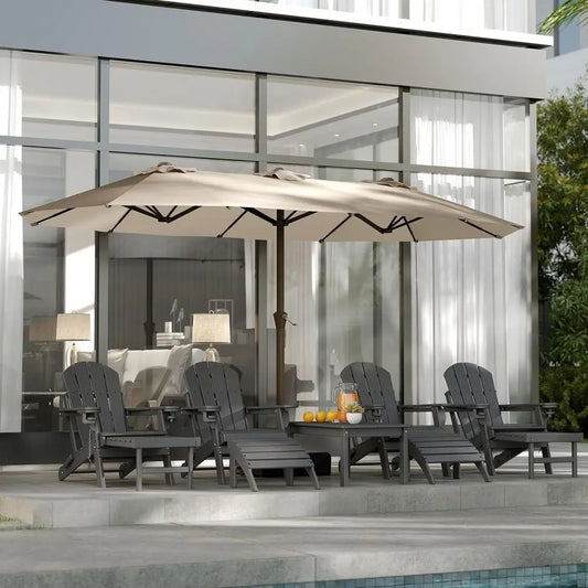 Double-Sided Patio Umbrella with Fiberglass Ribs, Crank Handle, Heavy Duty for Outdoor, Pool, Garden, Deck, Backyard, Beach - Ta