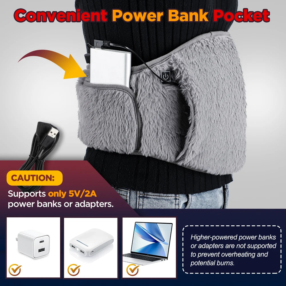 3 Levels Electric Graphene Heating Pad Cold-Proof Uterine Belt Cold-Proof Hand Waist Warming Pad USB Recharging Abdominal Warmer