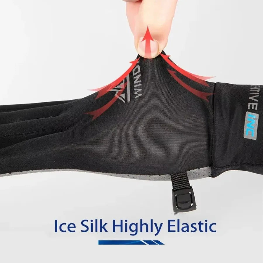 Breathable Sports Gloves Ice Silk Full Finger Gloves Anti-Slip Sun Protection Riding Sunscreen Fishing Kayak Rowing Gloves