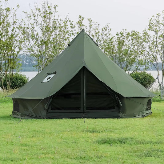 Family Camping Oxford Bell Tent, Oxford Material, Brown Color, Spacious, 4 Season, Stove Jack