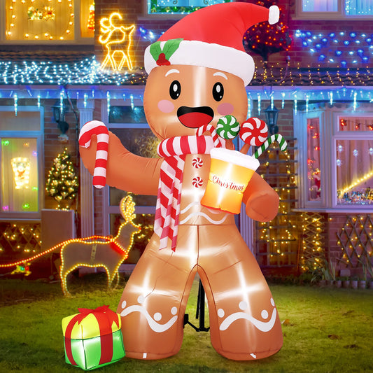 HiMISS Christmas Gingerbread Man Inflatable Outdoor Yard Decor