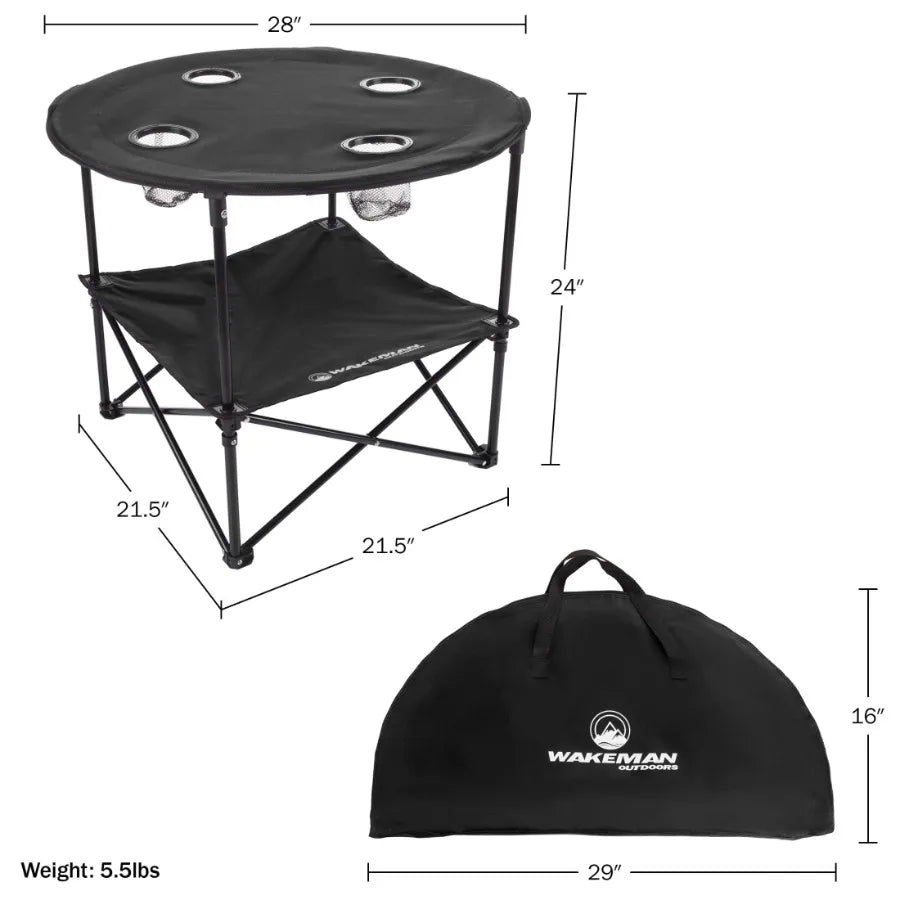 Lightweight Camping Table With 4 Cupholders And Carry Bag