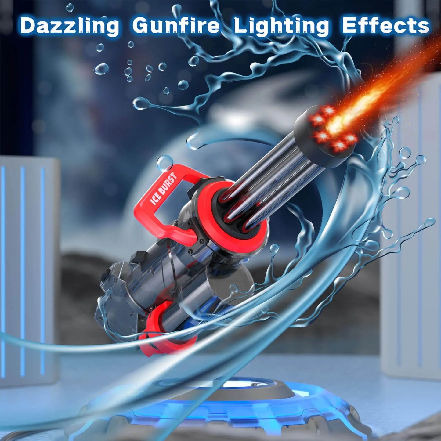 Rechargeable Automatic Gatling Water Gun Toy, Durable ABS Electric Water Blaster, Comes with Water Bag, Lithium Battery, Screwdriver and User Manual, Ideal Summer Game Gift for Pool Party, Beach & Backyard Water Battles for C