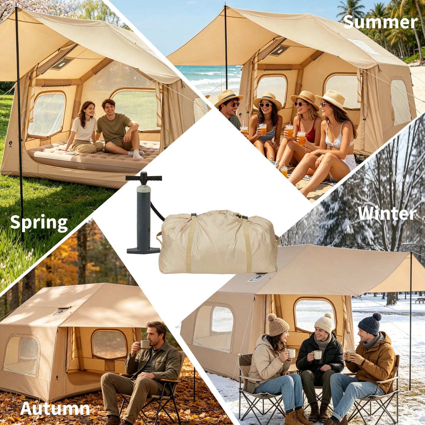 HiMISS Inflatable Camping Tent 3 To 5 Person Waterproof Glamping Shelter