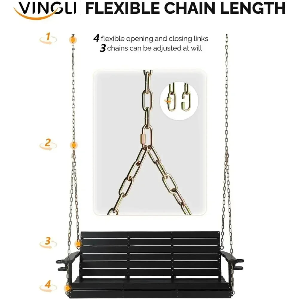 Premium HDPE Three Person Outdoor Swing With Rotating Cup Holder