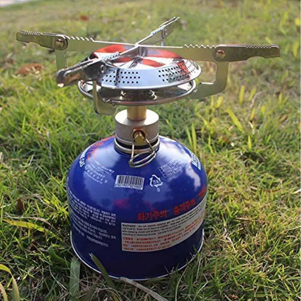 Portable Windproof Camping Gas Stove Foldable Backpack Electronic Stove Head for Outdoor Cooking Picnic Hiking Mountaineering