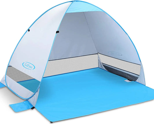 Large Pop Up Beach Tent for 3-4 Person, Automatic Sun Shelter Canopy with UV Protection, Portable Outdoor Cabana