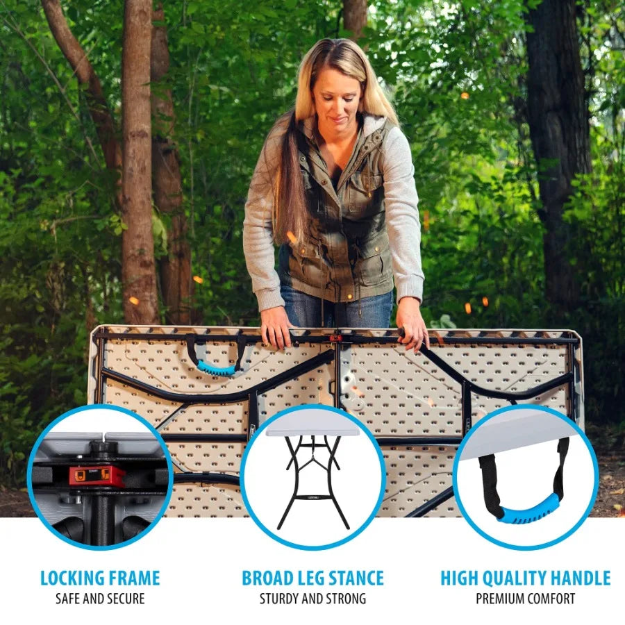 5-Foot Fold-in-Half Table Portable Indoor Outdoor Utility Table for Camping Events and Tailgating Gray