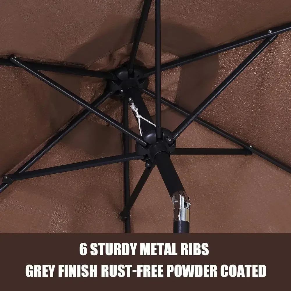 7.5ft Durable Crank Lift Patio Umbrella for Outdoor Lawn, Garden, and Pool Areas