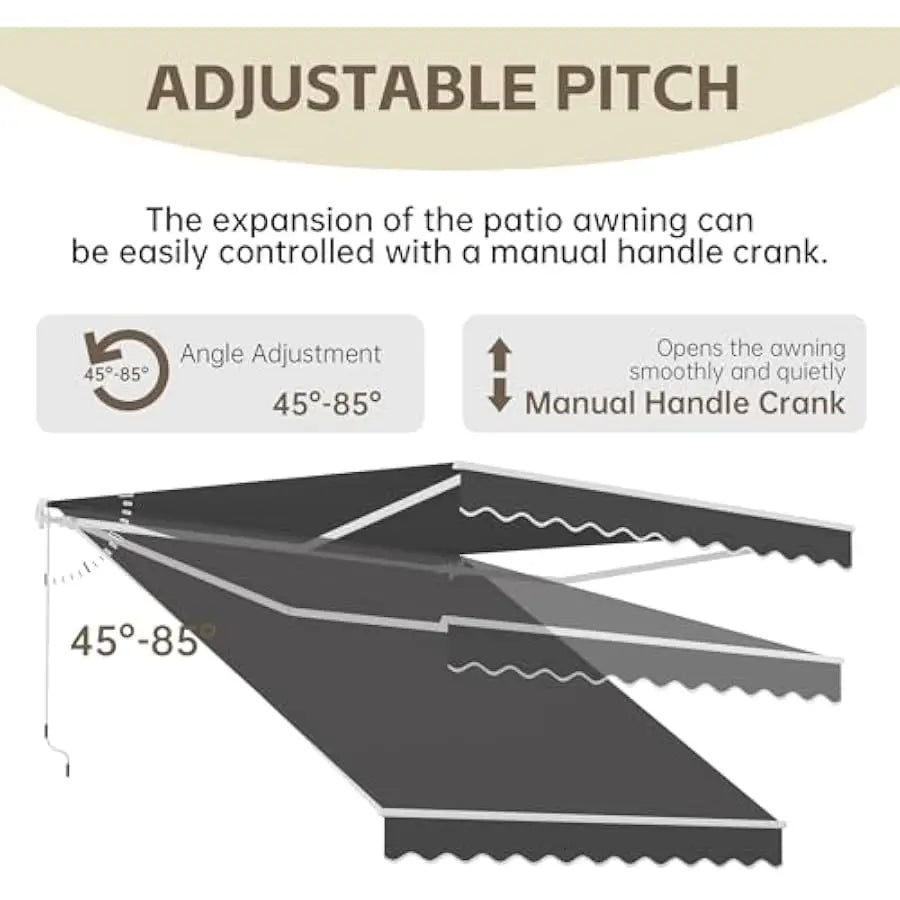 13' x 10' Awning for Patio, Sunsetter Retractable Awning Waterproof Cover Outdoor Patio Canopy, Sun Shade with Manual Crank Hand