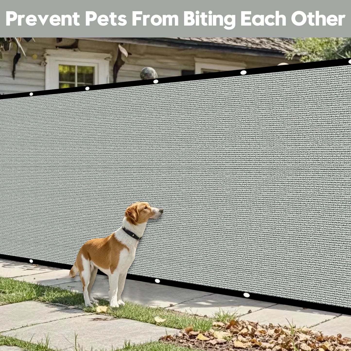 6x50ft gray Heavy Duty Fence Privacy Screen Fence Covering Privacy with Straps & Brass Grommets, 90% Privacy Blockage Mesh Shade Net for Balcony Yard Outdoor Pool
