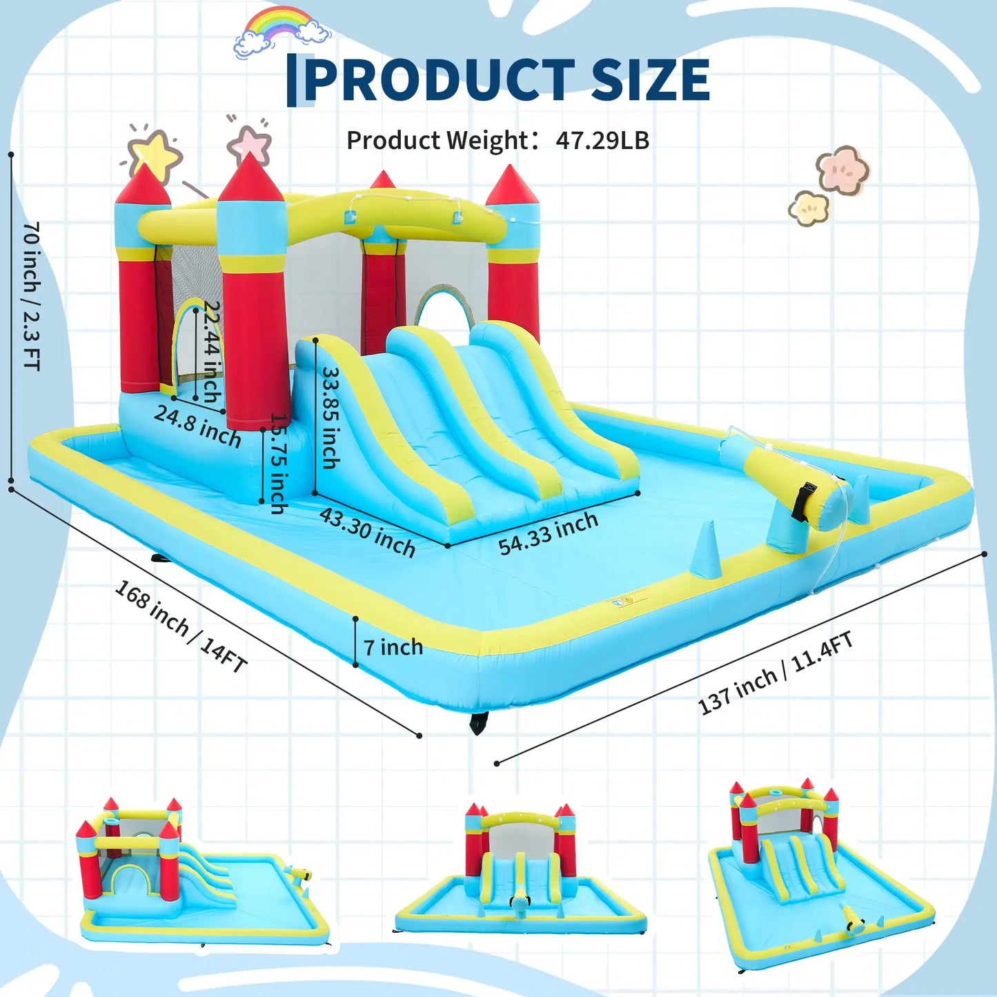 HiMISS Inflatable Bounce House With Slide For Kids