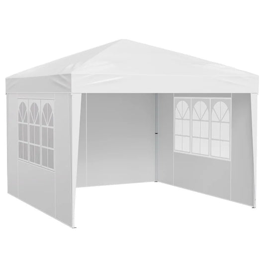 10x10 FT Pop Up Canopy Portable Gazebo with 3 Sidewalls and 2 Ventilated Windows Height Adjustable Outdoor Shelter Tent in Whit