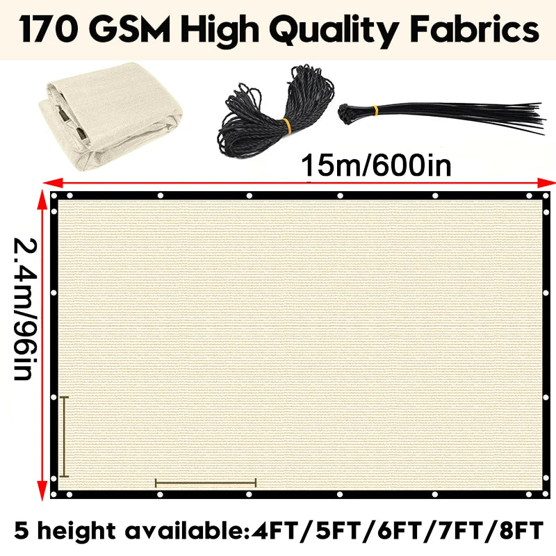 8x50ft Fence Privacy Screen Heavy Duty Windscreen Fence Mesh Fabric Shade Net Cover Garden Wall Backyard Yard Pool