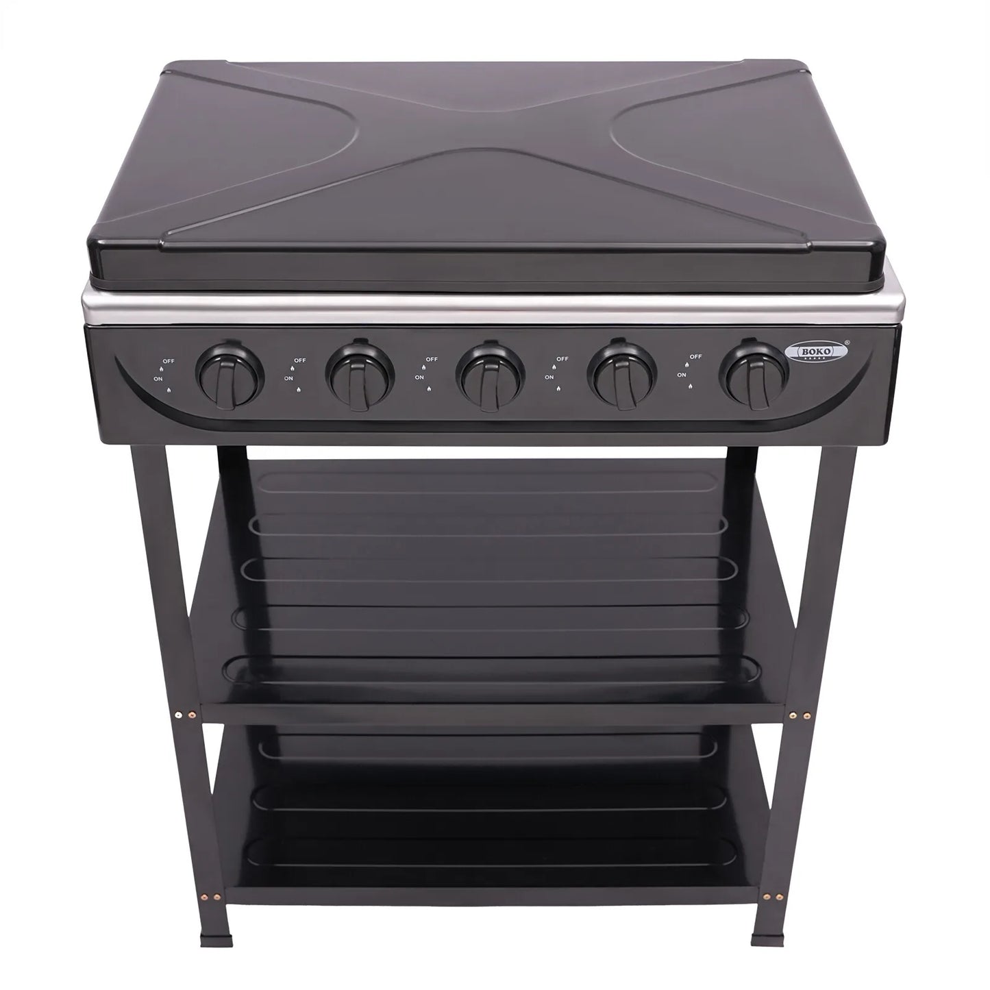 5-Burner, Gas Stove Outdoor Camping Cooking BBQ Grill With 2-Tier Storage Rack  for Camping,Fishing,RV Travel