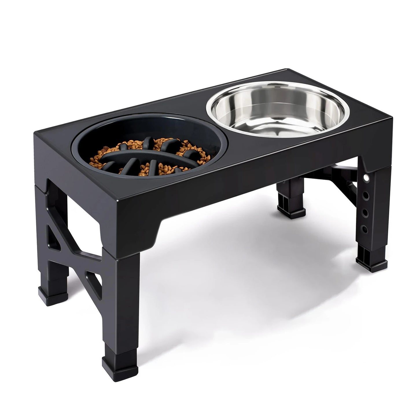 Adjustable Elevated Dog Feeder With Stainless Steel Bowls