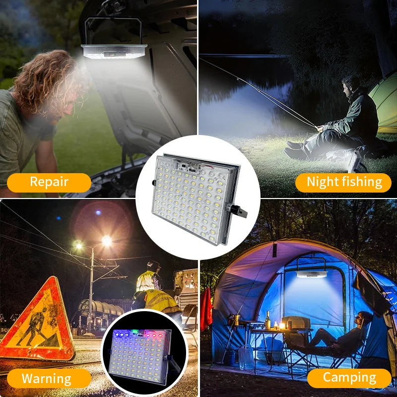 Portable Solar LED Flashlight USB Rechargeable Camping Light with Battery Indicator for Outdoor & Emergency Use