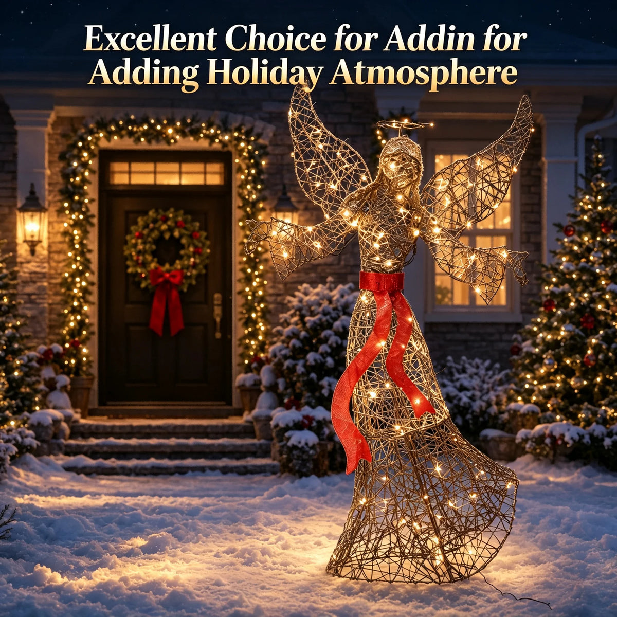 Lighted Angel Christmas Yard Art Metal LED Sculpture
