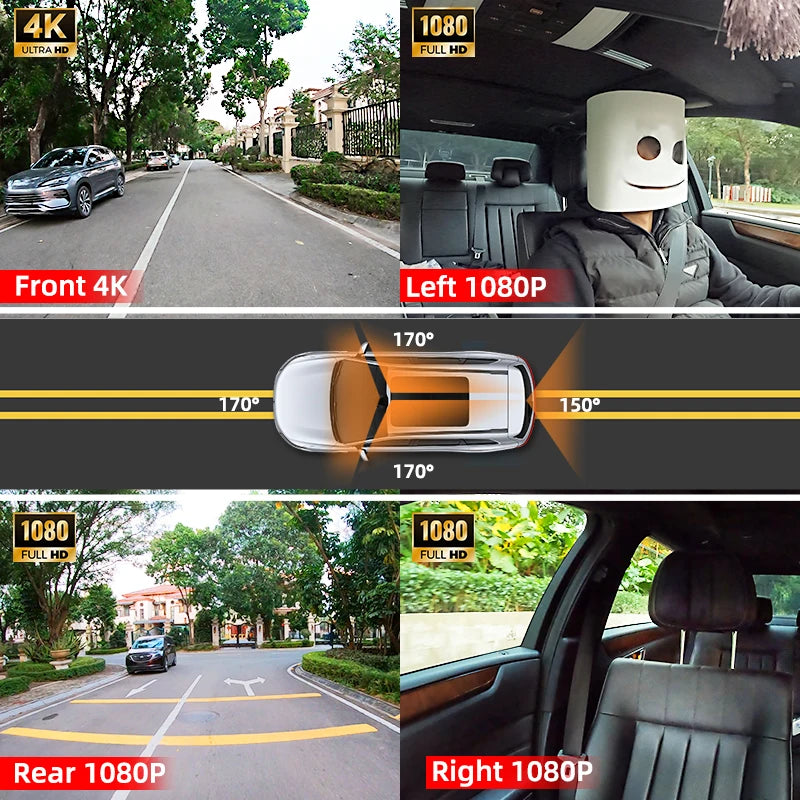 MUÜBAER 4K 360 Degree Dash Cam With 5.8GHz WiFi GPS IPS Screen