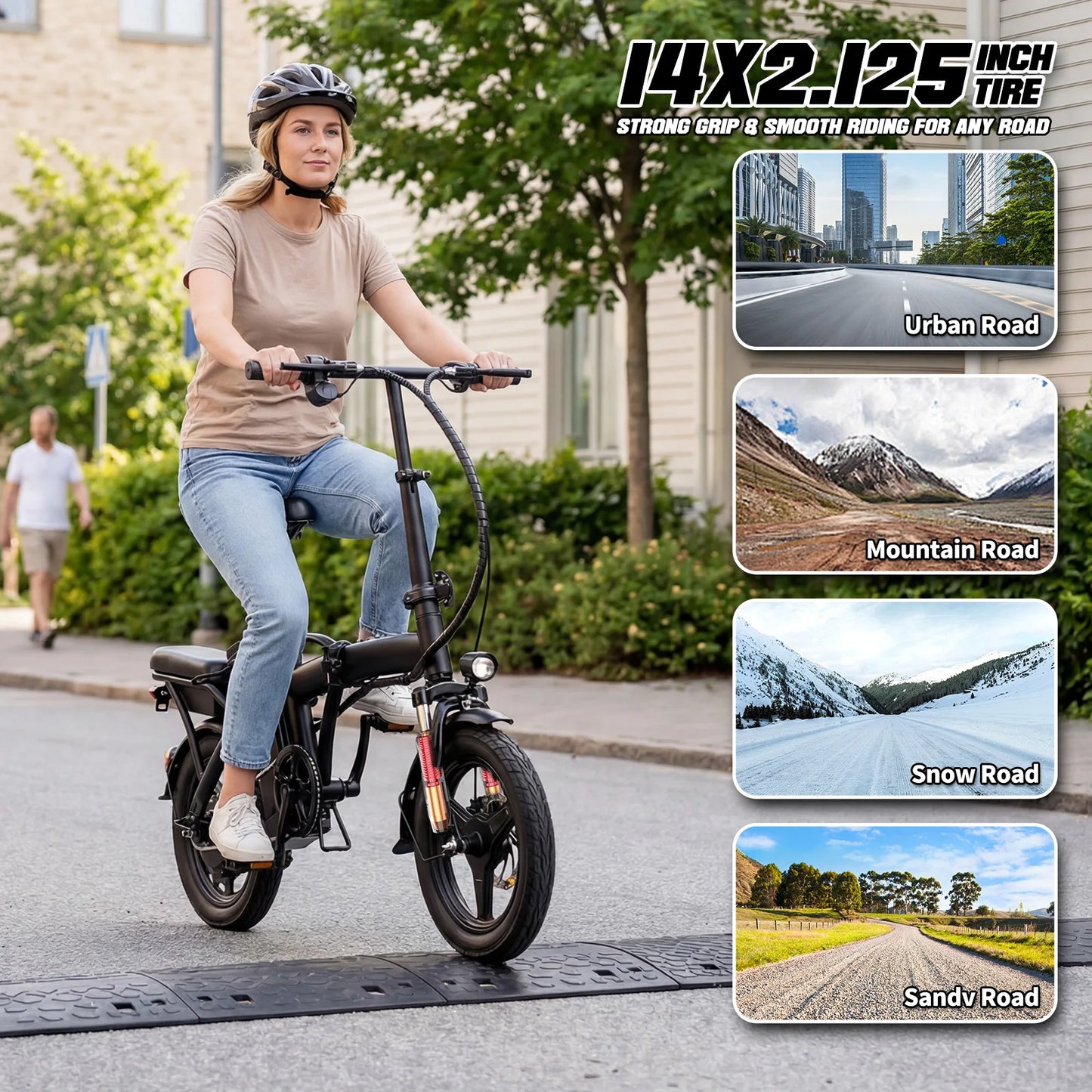 Foldable Electric Bike for Adults，23MPH & 38Miles Long Range Electric Bicycles，500W Motor 48V/12Ah Battery，14" Folding Mini ebikes for Teens，3-Speed & PAS Mode， Commuter City Certified E-Bike