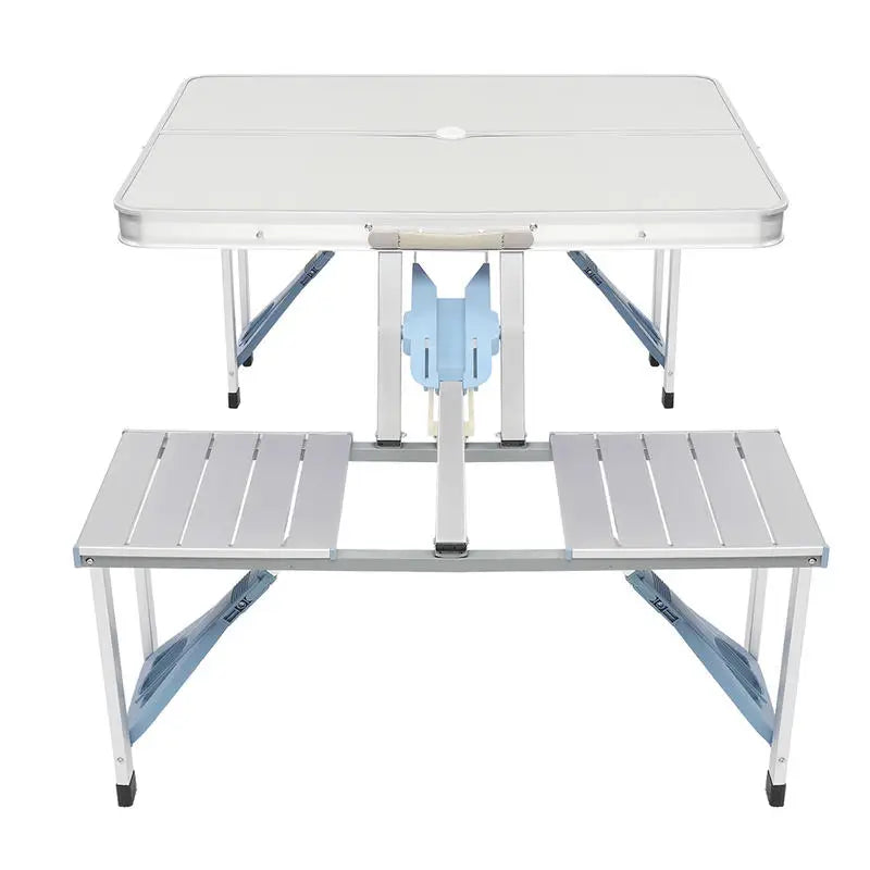 Silver Aluminum Alloy Camping Table and Chair Set, 136*85.5*67cm, 50kg