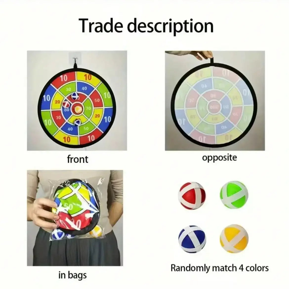 Sticky Ball Dart Board Set For Indoor Outdoor Family Play